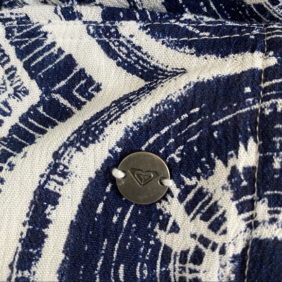 Roxy Koggala blue white print wide kimono short sleeve scoop neck top shirt - Picture 8 of 11